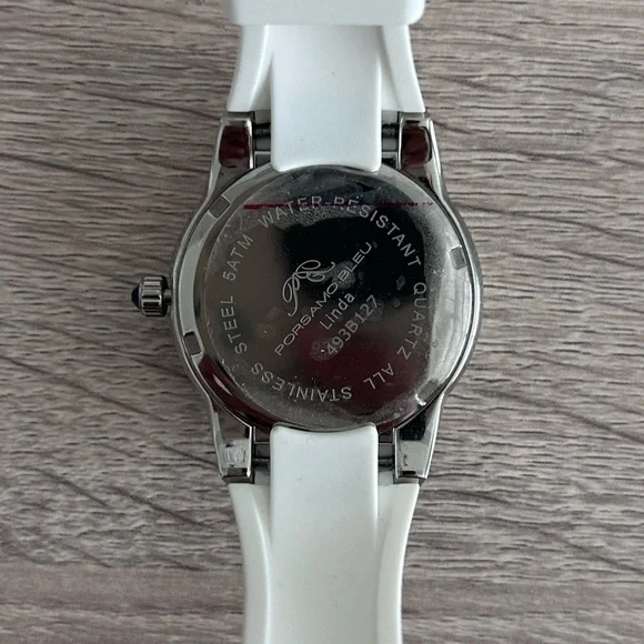 Porsamo Bleu Luxury Linda Silicone Silver Tone & White Women's Watch 491ALIR‌‌‌